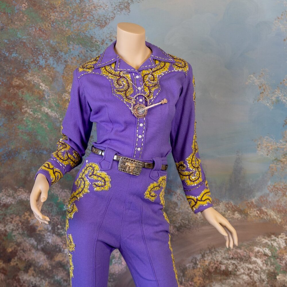Vintage 1950s Rodeo Queen Western Suit – Custom Purple & Gold Sequin - Picture 11 of 17